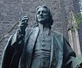 Statue of Wesley outside Wesley Church en Melbourne, Australia.