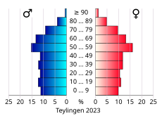 Bevolkingspiramide van de gemeente Teylingen