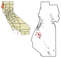 Location of Fortuna in Humboldt County, California