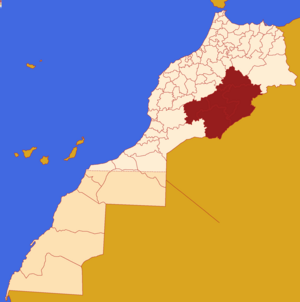 Localização da Região em Marrocos. Sara Ocidental incluido.