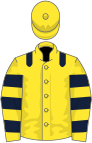 Yellow, dark blue epaulets, hooped sleeves