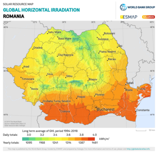 <span class="mw-page-title-main">Solar power in Romania</span> Electricity production in Romania via solar energy