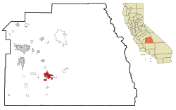 Location of Porterville in Tulare County and the U.S. state of California