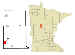 Location of the city of Wadena within Wadena County, Minnesota
