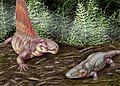 Dimetrodon at Eryops - Simulang Permian, Hilagang Amerika