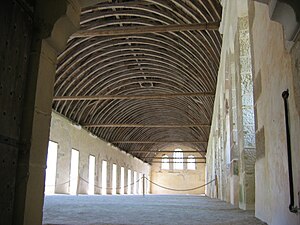 The dormitory at Fontenay Abbey, France. Present roof, early 1500s.