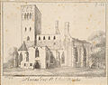 La chiesa nel 1825, prima dell'ultima ricostruzione.