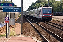 Vue d'une rame du RER D en gare de Survilliers - Fosses.