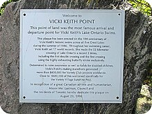 Plaque at Vicki Keith Point