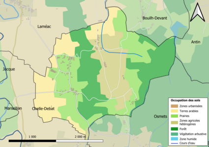 Carte en couleurs présentant l'occupation des sols.