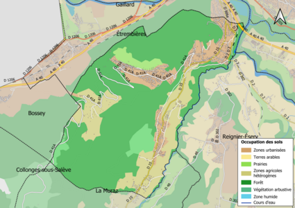 Carte en couleurs présentant l'occupation des sols.