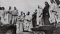 Le Gorsedd des bardes de 1907 sur le dolmen de Canac'h-Laëron à Laniscat.