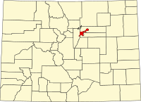 Denver şehri ve Kontluğu'nun Colorado eyaleti içindeki konumu.