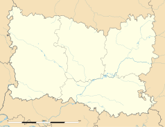 Mapa konturowa Oise, blisko prawej krawędzi u góry znajduje się punkt z opisem „Brétigny”