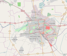 Mapa konturowa Płowdiw, w centrum znajduje się punkt z opisem „Sobór katedralny”