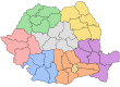 Mapa das divisões administrativas da Romênia