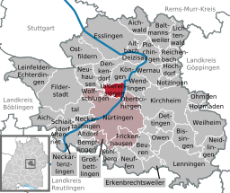 Läget för Unterensingen i Landkreis Esslingen