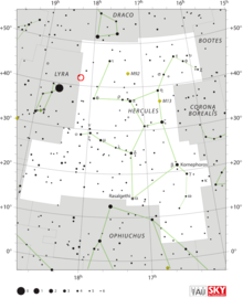 The location of V533 Herculis (circled in red) V533HerLocation.png