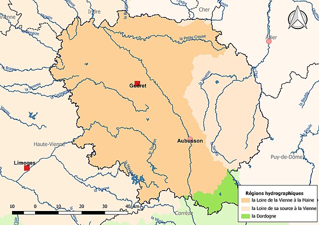 La Creuse est découpée en deux régions hydrographiques.