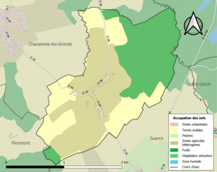 Carte en couleurs présentant l'occupation des sols.