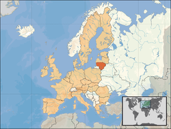 Dunungpenering Litowen (orange) – ing Éropa (tan & white) – ing European Union (tan)  [Legend]