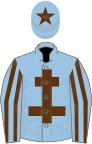 Light blue, brown cross of lorraine, striped sleeves and star on cap