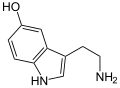 de: Struktur von Serotonin (5-Hydroxytryptamin, 5-HT); en: Structure of serotonine (5-hydroxytryptamine, 5-HT)