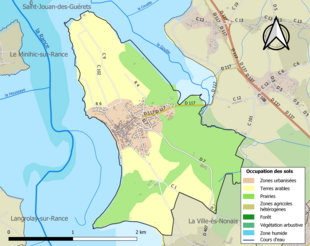 Carte en couleurs présentant l'occupation des sols.