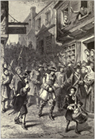 Illustration du XIXe siècle représentant l'arrestation du gouverneur Andros durant la révolte.