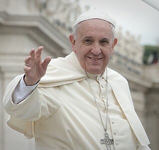 Pope Francis at the Vatican. Popes have traditionally worn white since 1566.