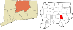 Bolton's location within the Capitol Planning Region and the state of Connecticut