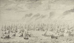 The Battle of Terheide, 10 August 1653: episode from the First Anglo-Dutch War (1652–54) by Willem van de Velde the elder, 1657