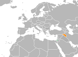 Map indicating locations of State of Palestine and Kurdistan Region