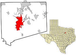 Location in Johnson County and the state of Texas