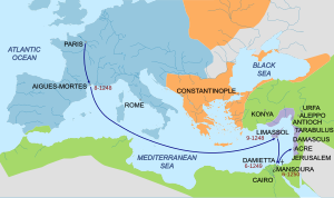 Map of Seventh Crusade (1248-1254) Septieme croisade-en.svg