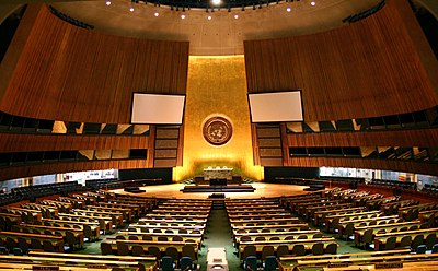 United Nations General Assembly hall in New York City.