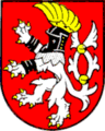 Behelmter Böhmischer Löwe im Wappen von Ústí nad Labem