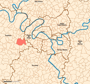 Location (in reid) within Paris inner an ooter suburbs