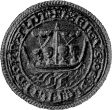 Black and white photo of a mediaeval seal