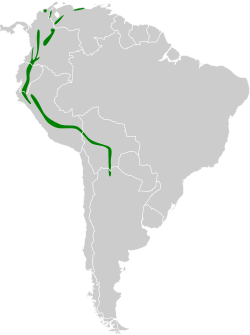 Distribución geográfica de la tangara peluda.