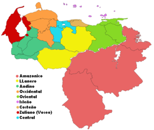 Spanish dialects spoken in Venezuela. Dialectos de venezuela.png