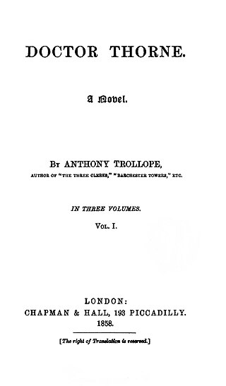 <i>Doctor Thorne</i> 1858 novel by Anthony Trollope