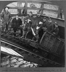 Coal miners in Hazleton, Pennsylvania, in 1905 Hazelton coal miners.jpg