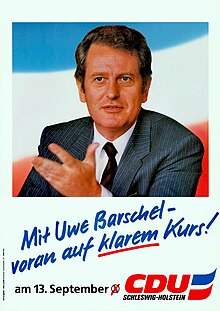 A 1987 political campaign poster featuring Barschel.