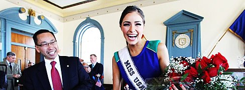 Mayor Fung and Olivia Culpa, Miss USA 2012.jpg