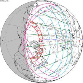 Carte de l'éclipse générale.