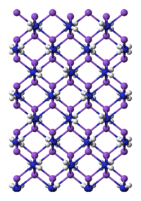 Ball and stick, unit cell model of sodium amide