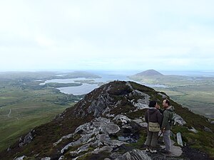 Summit of Diamond Hill and view west, with Tully Mountain (right)