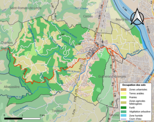 Carte en couleurs présentant l'occupation des sols.