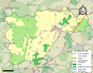 Carte en couleurs présentant l'occupation des sols.